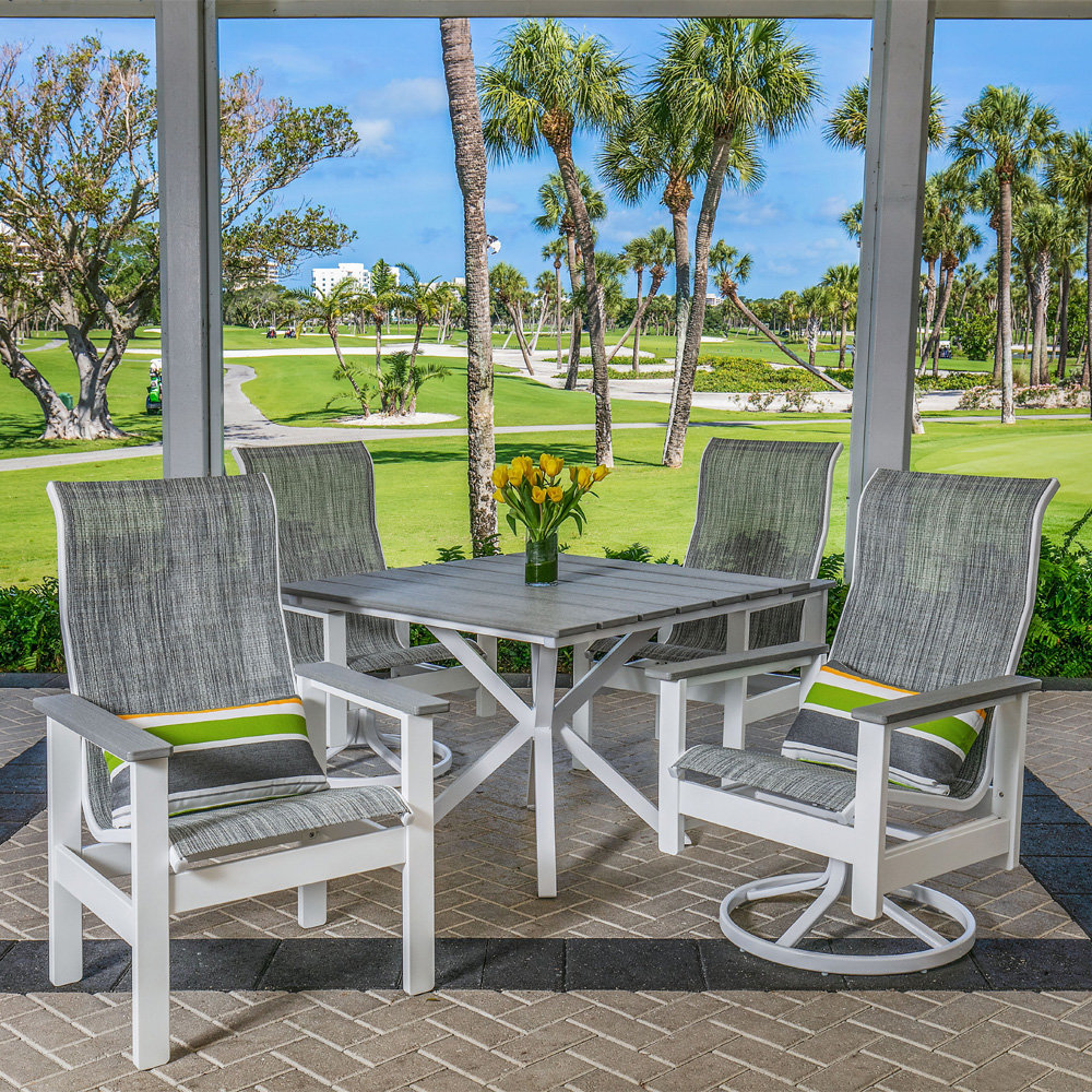 Windward Kingston MGP Sling Outdoor Dining Set with High Back Chairs - WW-KINGSTON-SET4