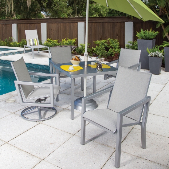 Windward Madrid Modern Aluminum Sling Square Dining Set for 4 - WW-MADRID-SET2
