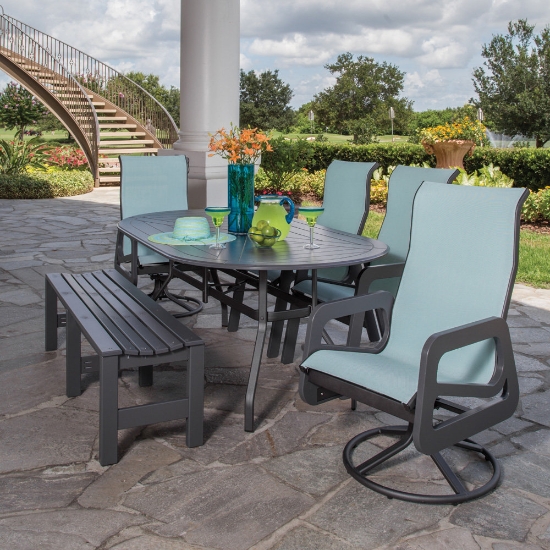 windward marine grade polymer chaise with sling seating