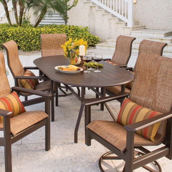 Windward aluminum dining table with mgp top