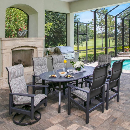 Windward aluminum dining table with mgp top