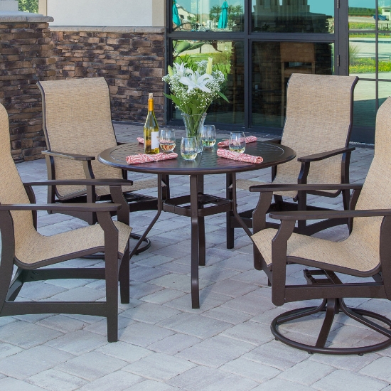 Windward aluminum dining table with MGP top