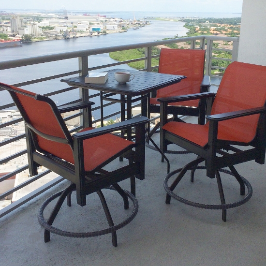 Windward aluminum dining table with mgp top