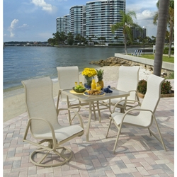 Windward Ocean Breeze Sling High Back Dining Set with Square Table - WW-OCEANBREEZE-SET1