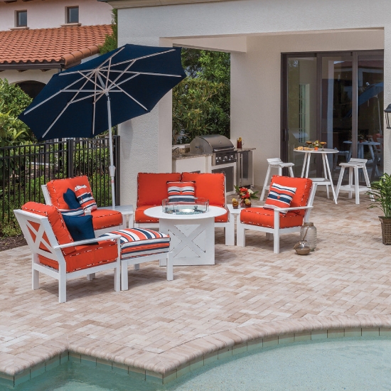 Windward Sanibel MGP Cushion Outdoor Furniture Set with Fire Table - WW-SANIBEL-SET3