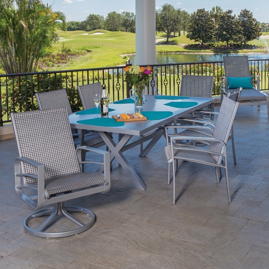 Aluminum counter stool with sling seating