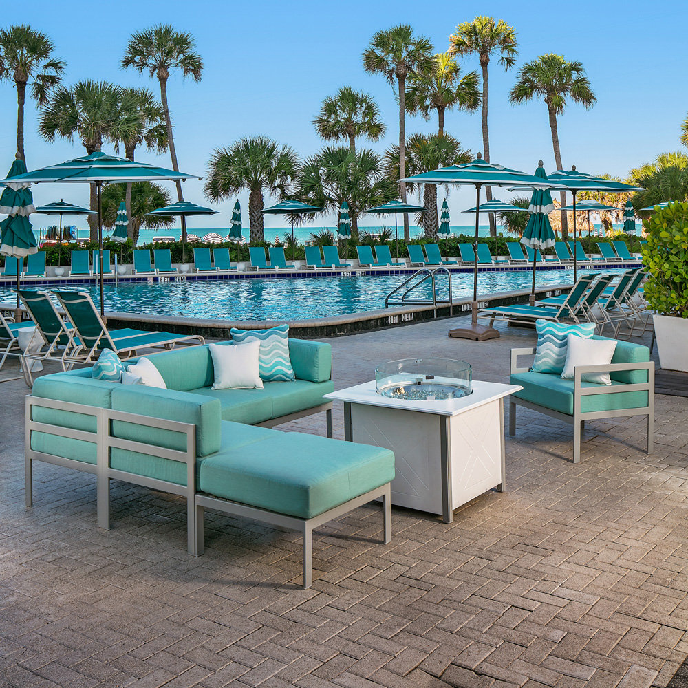 Windward South Beach Outdoor Sectional with Fire Table and ...