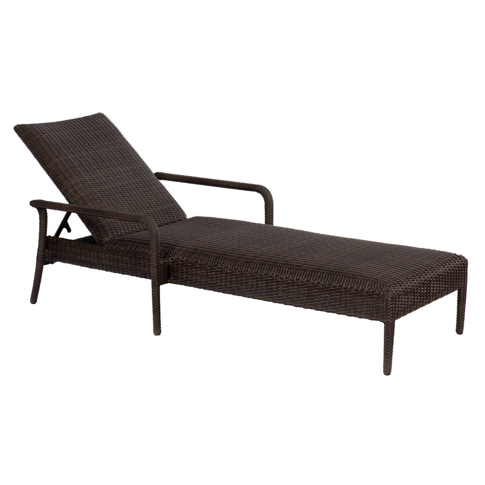 All Weather Wicker Single Adjustable Chaise Lounge with Recticulated Foam Cushion 