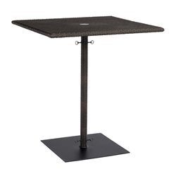 Woodard All Weather Wicker Square Umbrella Bar Height Table with Weighted Base - S593936