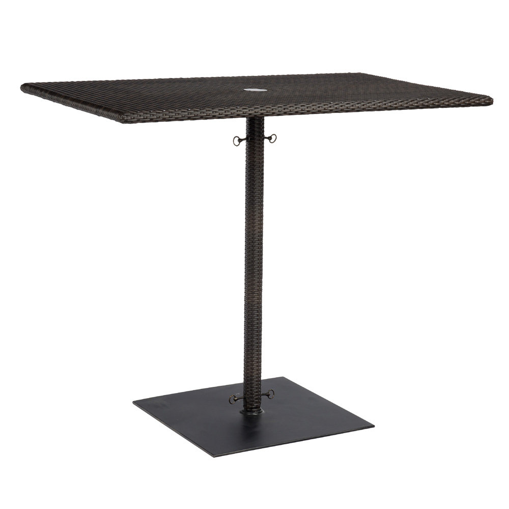 Woodard All Weather Wicker Rectangular Umbrella Bar Height Table with Weighted Base - S593938