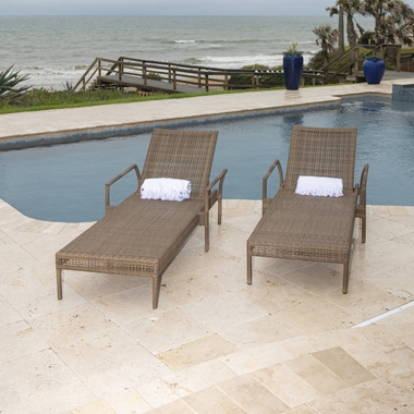 Woodard All Weather Wicker Miami Stacking Adjustable Chaise Loungers Set of 2 - WD-WICKER-SET6