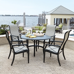 Woodard Andover Sling High Back Dining Set with Cast Top Table
