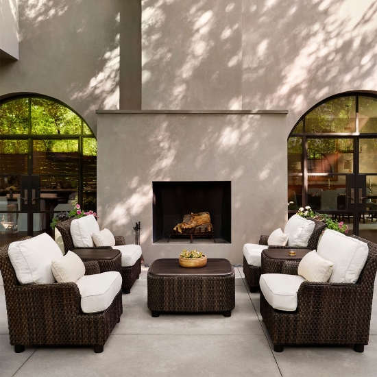 Woodard Aruba Outdoor Wicker Lounge Chair Set for 4 - WD-ARUBA-SET4