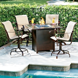 Woodard Belden Hi-Top Fire Pit Set with Swivel Counter Chairs - WD-BELDENSLING-SET2