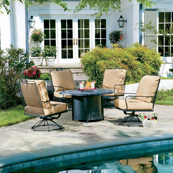 Woodard Briarwood Conversation Set with Fire Pit Table - 400077-2T0348-03348FP