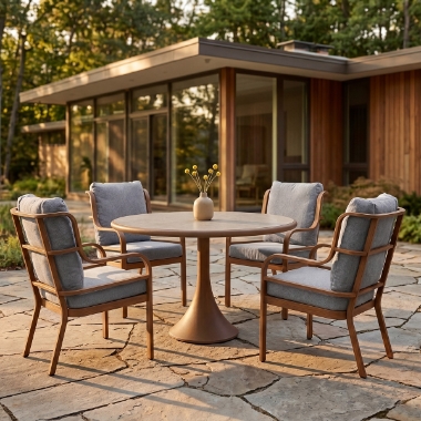 Woodard Brit 5 Piece Round Dining Set