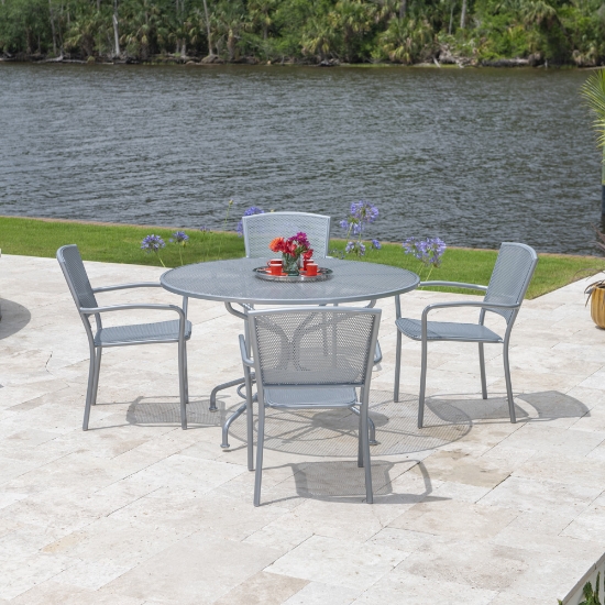 Woodard Cafe Series Albion Wrought Iron Patio Dining Set - WD-CAFE-SET1