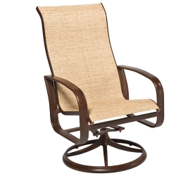 Woodard Cayman Isle Sling High Back Swivel Rocker Dining Arm Chair - 2FX488