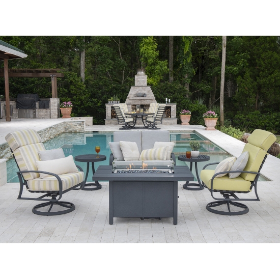 Woodard Cayman Isle Cushion Fire Pit Set - WD-CAYMAN-SET3