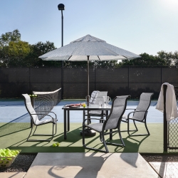 Woodard Cayman Isle Padded Sling High Back Outdoor Dining Set - WD-CAYMANISLE-SET8