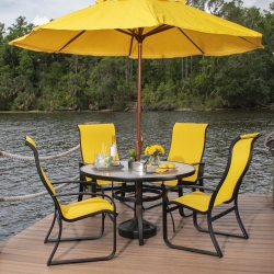 Woodard Cayman Isle Sling Aluminum Patio Dining Set for 4 - WD-CAYMAN-SET6