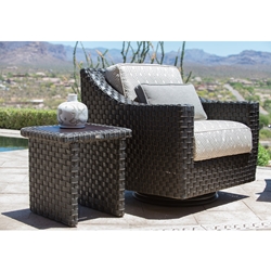 Woodard Cooper Wicker Swivel Lounge Chair and Table Set - WD-COOPER-SET2
