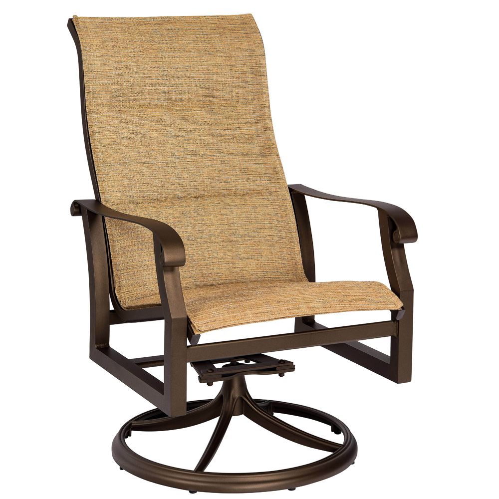 Woodard Cortland High Back Swivel Rocker with Padded Sling | 420588