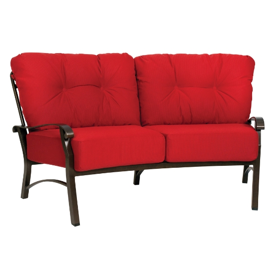 Cortland Extra Large Swivel Rocker and Crescent Love Seat Fire Table Set - WD-CORTLAND-SET4