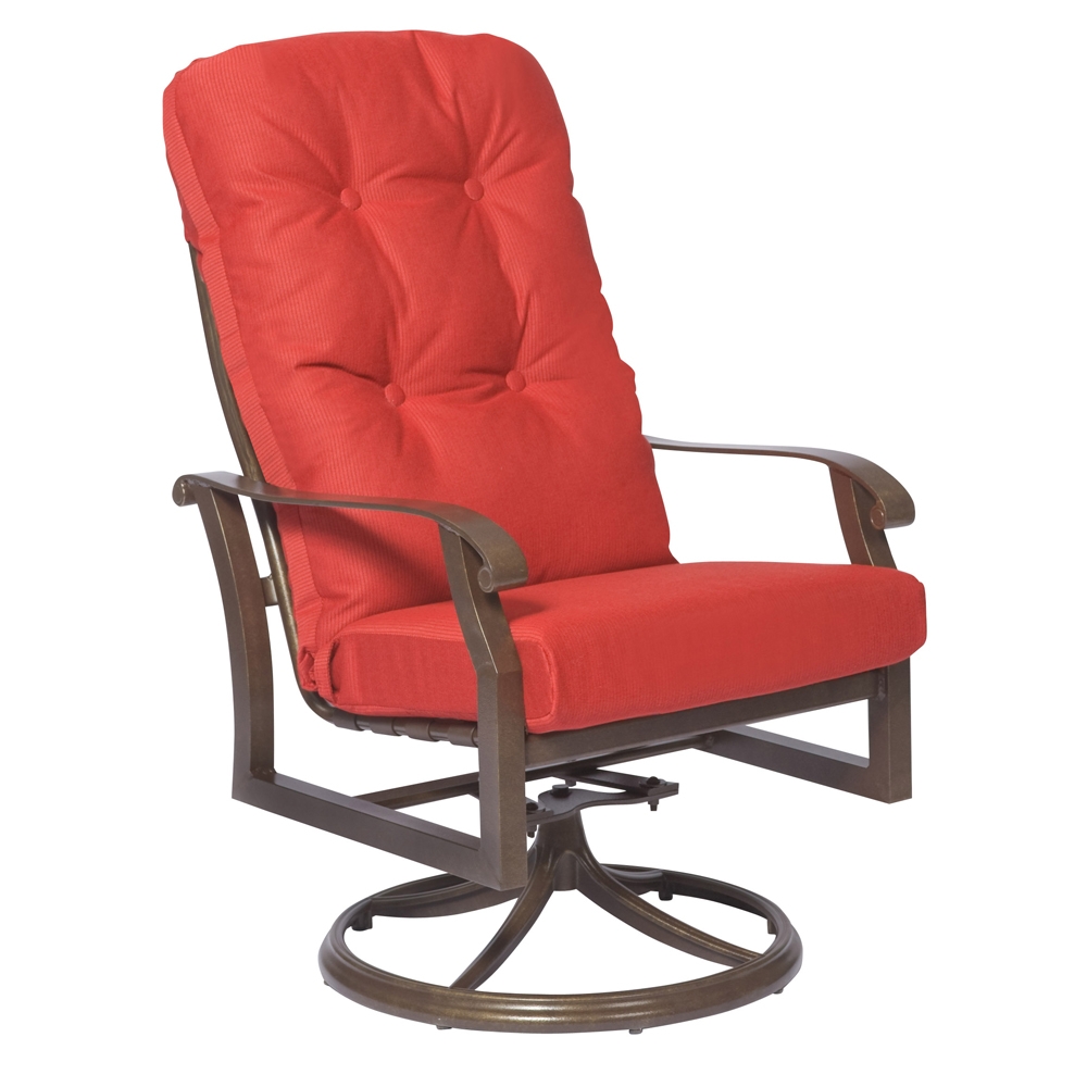 Woodard Cortland Cushion High Back Dining Swivel Rocker | 4ZM488