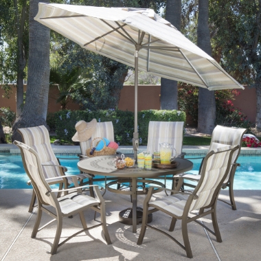 Woodard Cortland Padded Sling Outdoor Dining Set for 6 - WD-CORTLAND-SET6