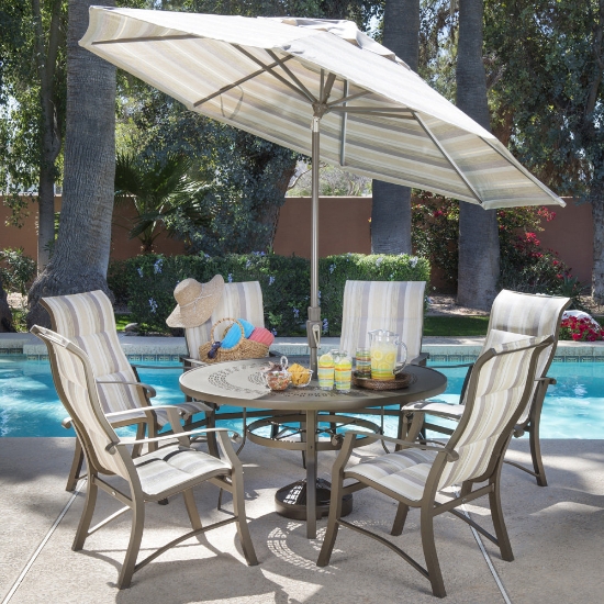 Woodard Cortland Padded Sling Outdoor Dining Set for 6 - WD-CORTLAND-SET6