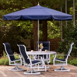 Woodard Cortland Padded Sling Round Dining Set for 4 - WD-CORTLAND-SET9