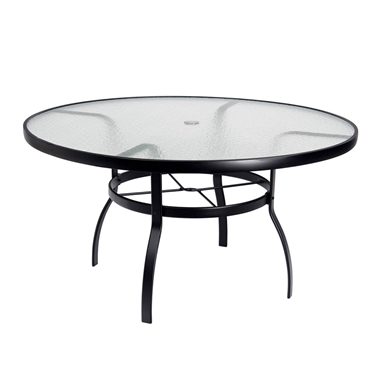 Deluxe 54" Round Glass Top Umbrella Dining Table 