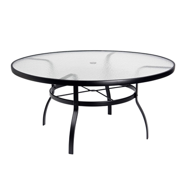 Deluxe 60" Round Obscure Glass Top Umbrella Dining Table 
