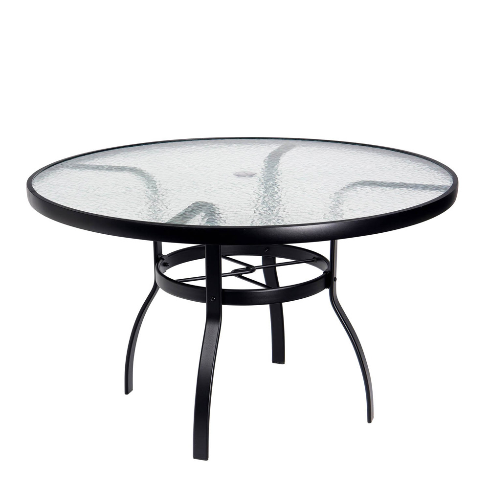 Woodard Deluxe 42 Round Glass Top, 48 Inch Round Glass Patio Dining Table Sets