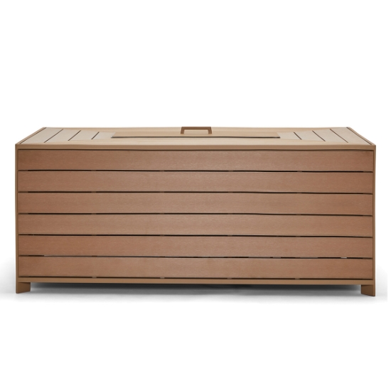 Essence NexTeak Rectangular Chat Height Fire Table - Natural front view