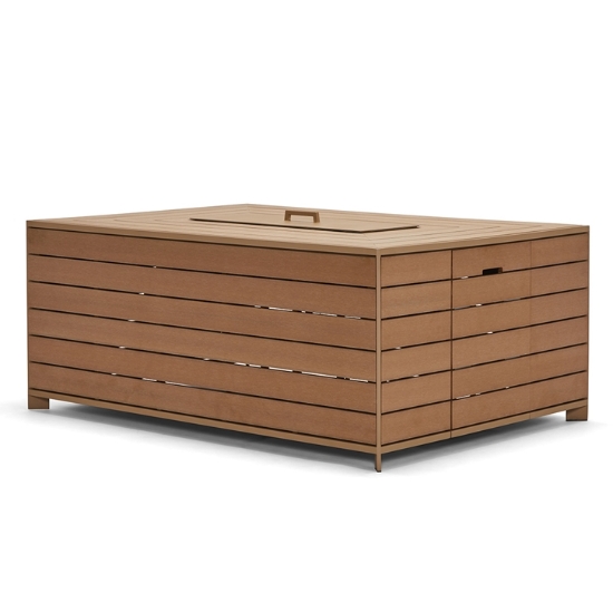 Woodard Essence NexTeak Rectangular Chat Height Fire Table