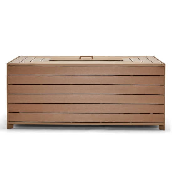Woodard Essence NexTeak Rectangular Chat Height Fire Table front