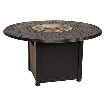 Woodard Chat Height Aluminum Square Fire Pit Table with Thatch Top - 650748-04948FP