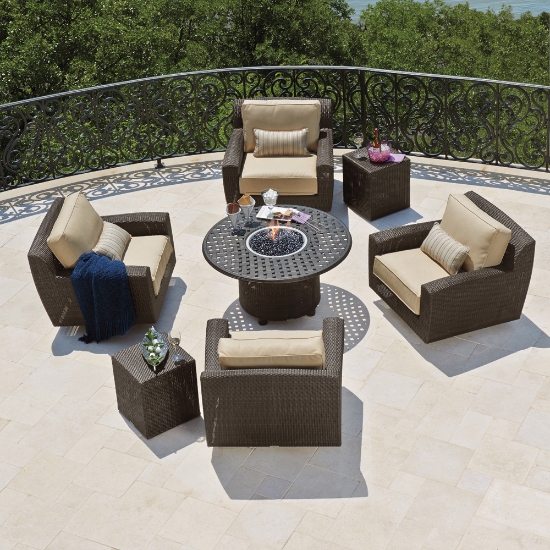 Thatch aluminum bar fire table