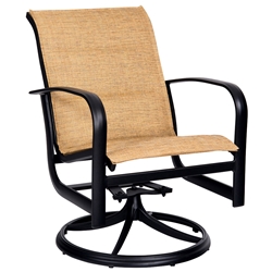 Woodard Fremont Padded Sling Swivel Rocker Dining Arm Chair - 2P0572