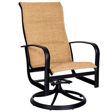 Woodard Fremont Padded High Back Swivel Rocker Dining Arm Chair - 2P0588