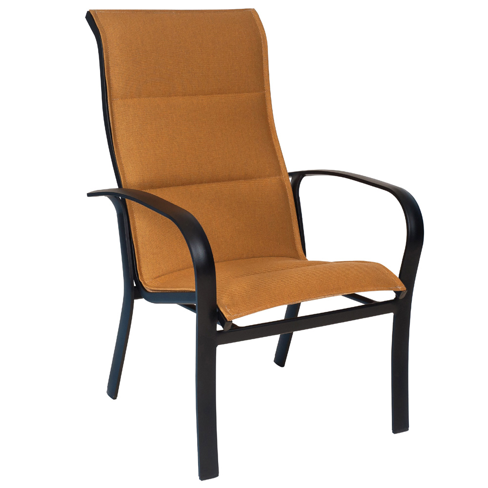 Woodard Fremont Padded Sling High Back Stackable Dining Arm Chair - 2PH526