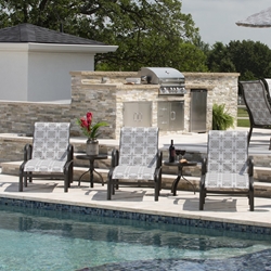 Woodard Fremont Padded Sling Aluminum Pool Chaise Set of 3 with Side Tables - WD-FREEMONT-SET4