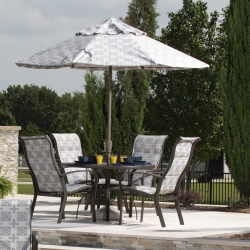 Woodard Fremont Aluminum Padded Sling Dining Set with Trellis Table - WD-FREEMONT-SET5
