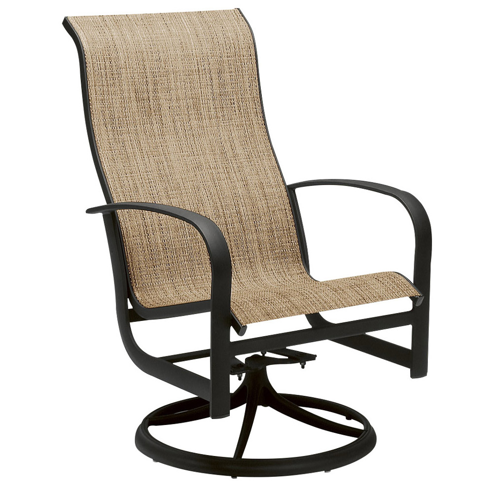 Woodard Fremont Sling High Back Swivel Rocker Dining Arm Chair - 2P0488