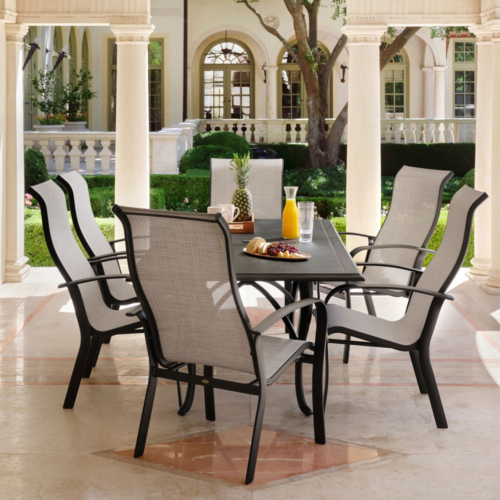 Woodard Freemont High Back Sling Patio Dining Set for 6 - WD-FREEMONT-SET6