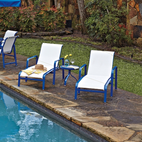 Woodard Landings Aluminum Sling Outdoor Chaise Lounge Set - WD-LANDINGS-SET3
