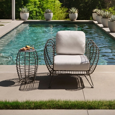Woodard Latitude Outdoor Lounge Chair and Side Table Set - WD-LATITUDE-SET2