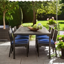 Woodard Lorenzo Outdoor Wicker Dining Set for 6 - WD-LORENZO-SET1